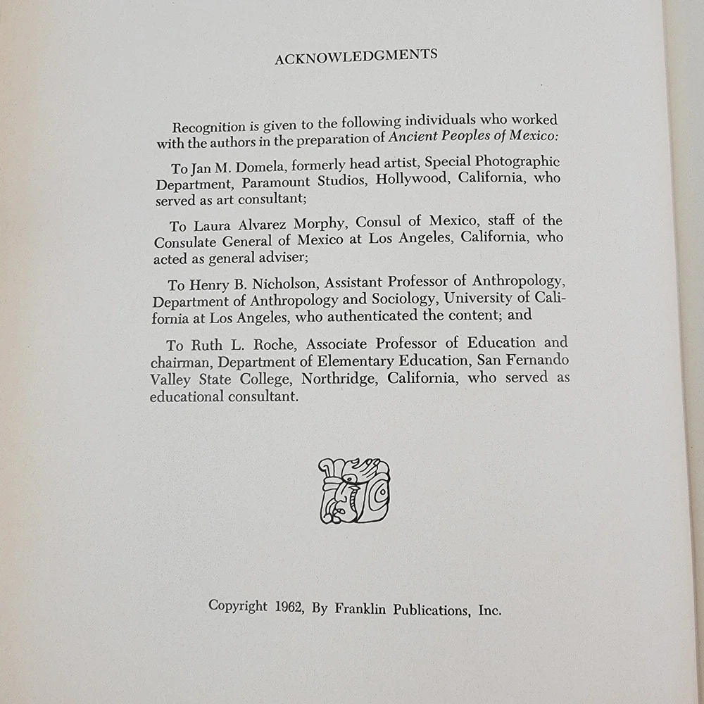 Vintage Ancient Peoples of Mexico Franklin Publications 1962 Color Fold Out Page